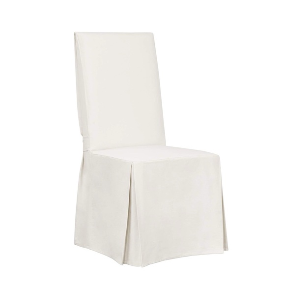 ❌SOLD❌ NEW Set of 2 SureFit Long Dining Chair Slipcovers - Twill White Supreme - Picture 10 of 11